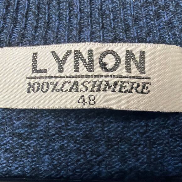 Lynon Mens Cashmere Sweater V-Neck Pullover Size 48 Designer Timeless Preppy - Picture 7 of 9